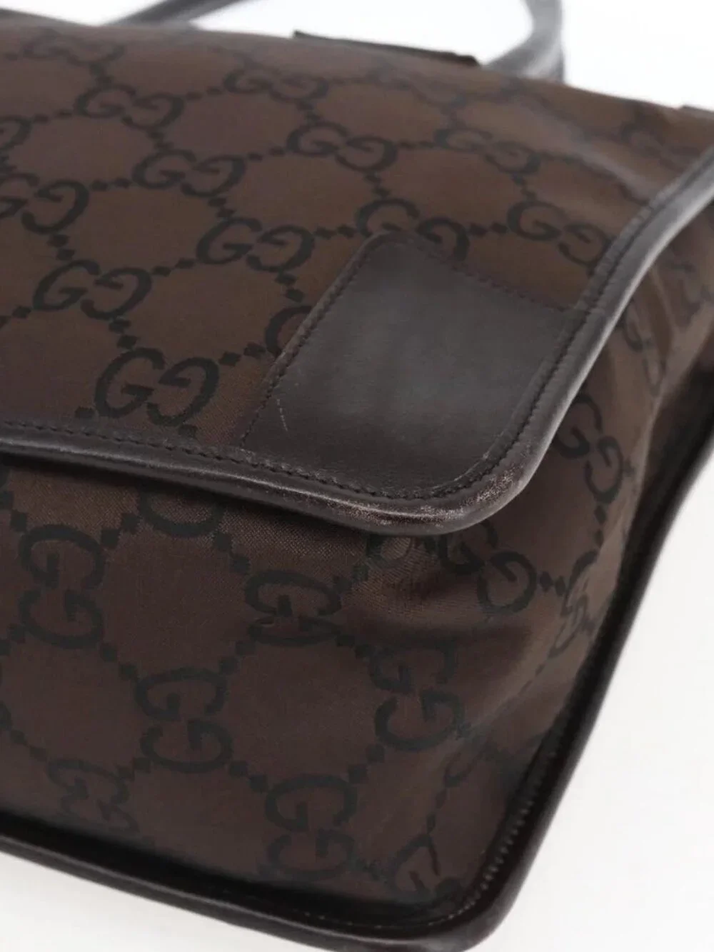 GUCCI GG Canvas Tote Bag Nylon outlet Dark Brown Silver 143742 Auth am10768 - Picture 4 of 16